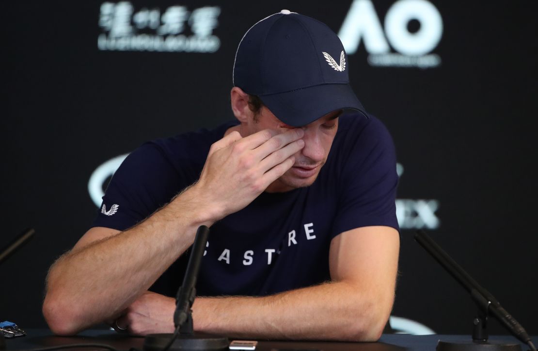 Murray in tears following his first round defeat to Roberto Bautista Agut at the Australian Open.