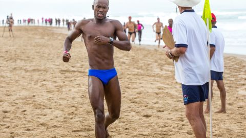 Mhlengi Gwala wins the South Africa Lifesaving Championships.
