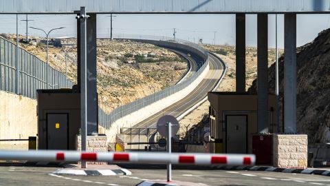 Both sides of the newly constructed road can be seen from a checkpoint in the Binyamin Region.