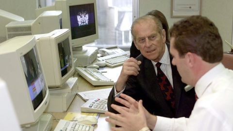 Prince Phillip tours the London Stock Exchange in 1998.