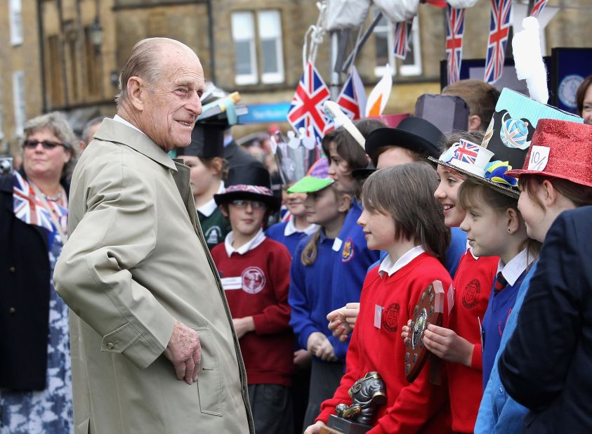 Prince Philip visits Sherborne Abbey during his wife's Diamond Jubilee tour in May 2012.