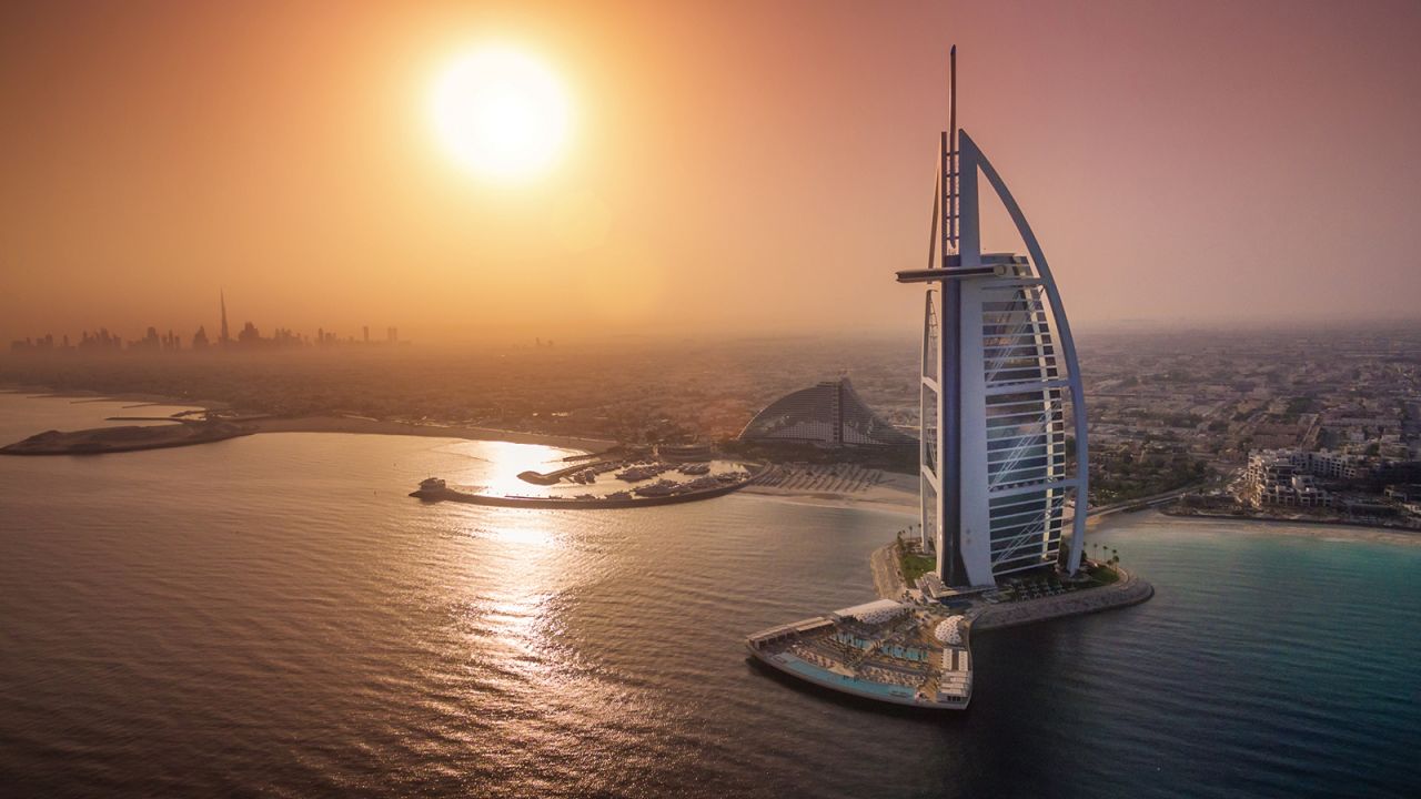 Dubai's iconic Burj al-Arab hotel was given the appearance of sail in honor of the city's nautical heritage.  
