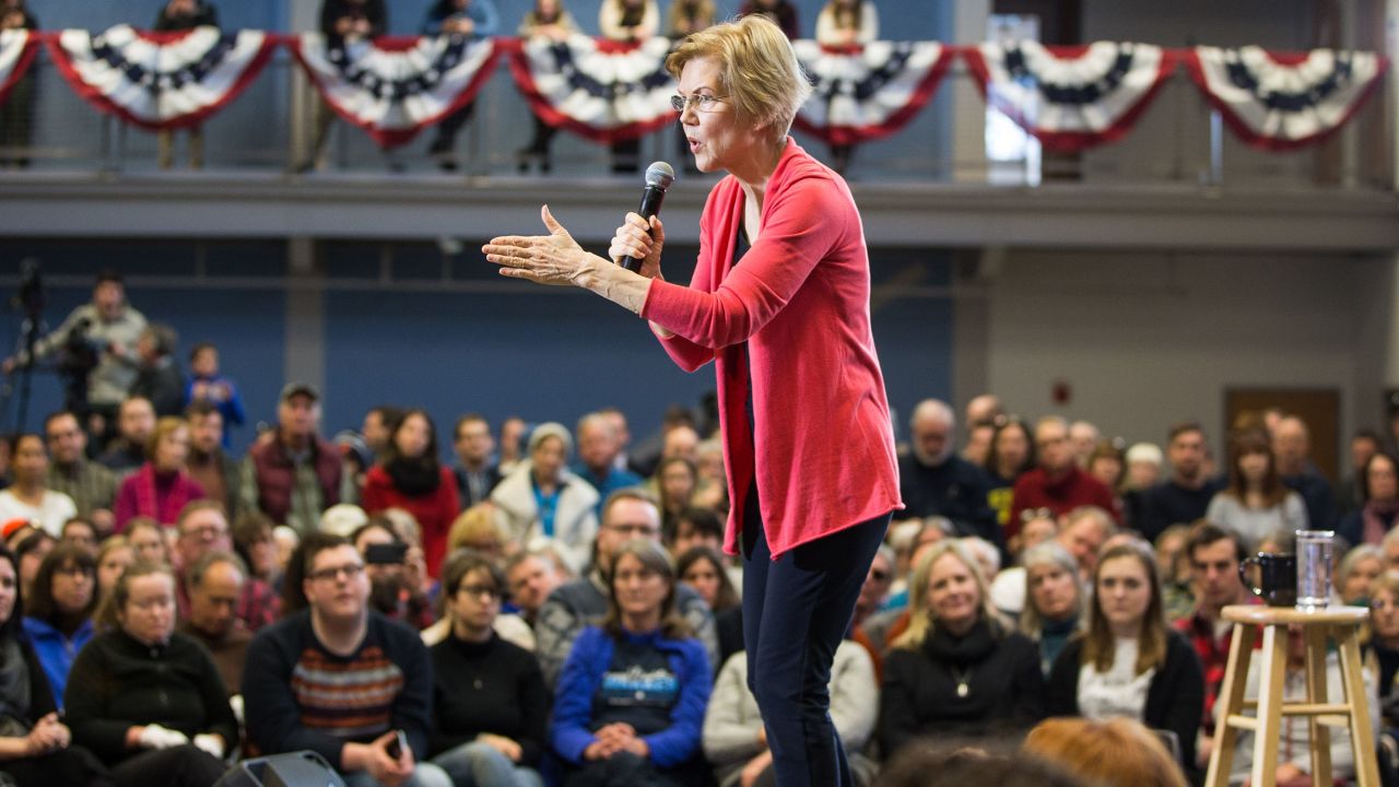 Sen. Elizabeth Warren (D-MA), shown here in New Hampshire, has a plan to tax the wealthy. 