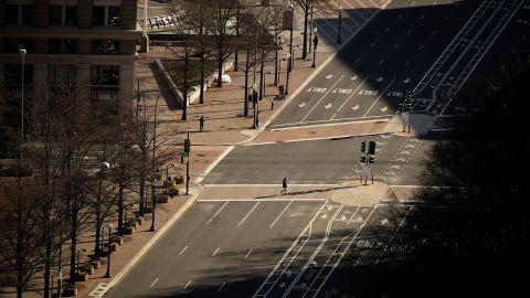 Pennsylvania Avenue in Washington appears empty from the observation deck of the Old Post Office Tower on Friday, January 11. 