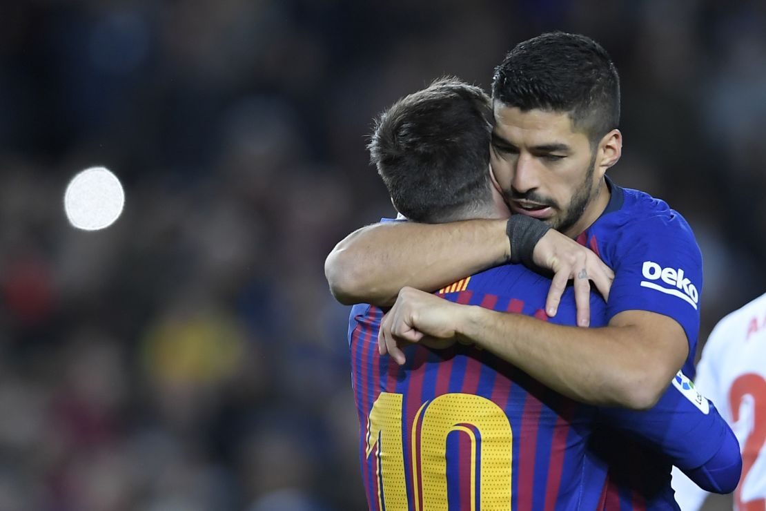 Uruguayan Luis Suarez scored Barca's two other goals in the 3-0 win over Eibar.