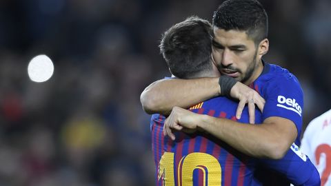 Uruguayan Luis Suarez scored Barca's two other goals in the 3-0 win over Eibar.