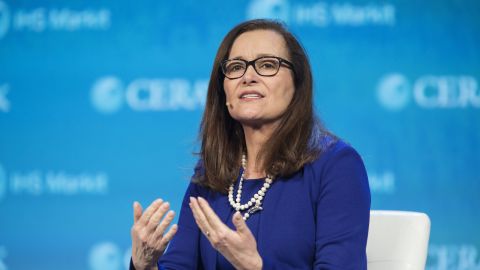 Geisha Williams speaks during the 2018 CERAWeek by IHS Markit conference in Houston, Texas, on Thursday, March 8, 2018.