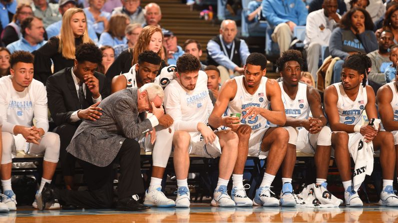 North Carolina Tar Heels head coach Roy Williams reacts in the second half at Dean E. Smith Center  in Chapel Hill, North Carolina, on January 12.