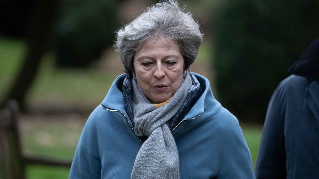 Theresa May leaves church on Sunday.