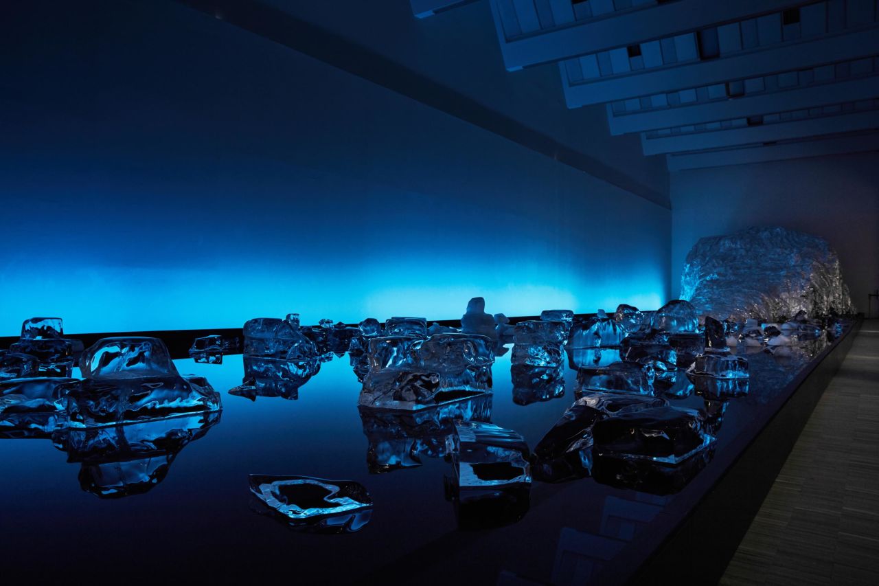 An installation view of Michel Comte's "Black Light, White Light" (2017) at the Milan Triennial museum in 2017.