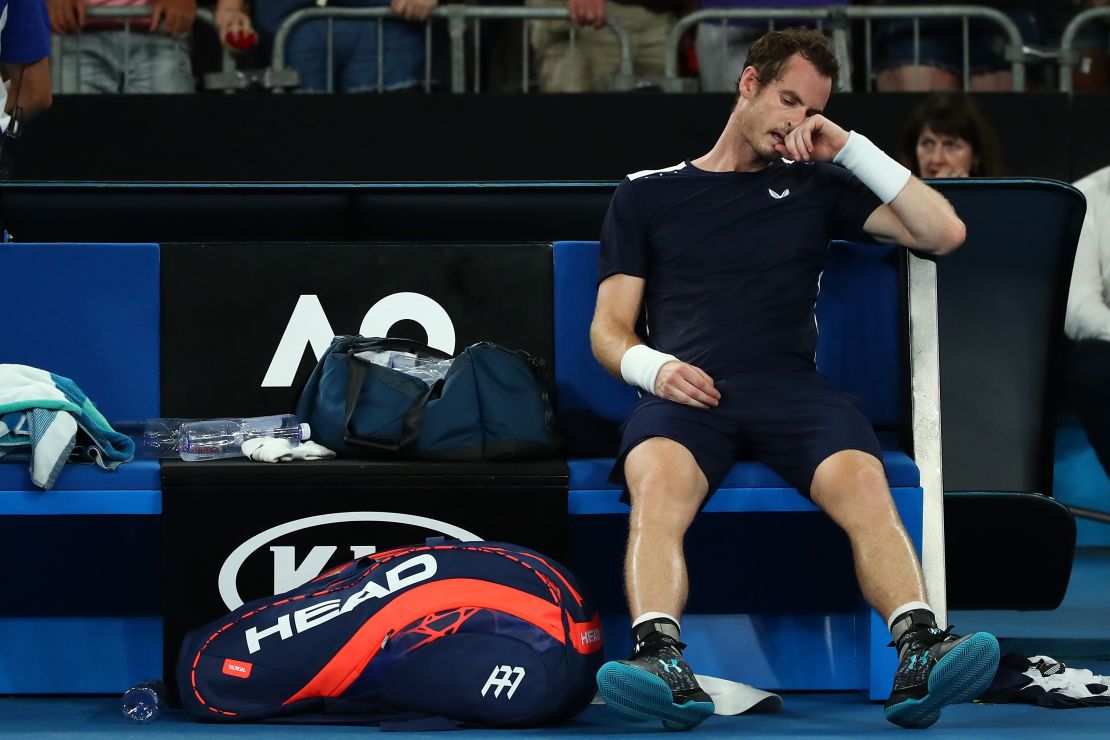 Murray reacts after losing his first round match against Roberto Bautista Agut in Melbourne.
