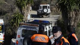 Emergency services look for a 2 year old boy who fell into a well, in a mountainous area near the town of Totalan in Malaga, Spain, Monday, Jan. 14, 2019. 