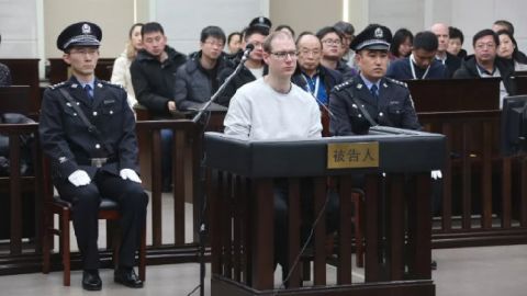 Canadian Robert Lloyd Schellenberg at the Dalian Intermediate People's Court in Dalian, China, on January 14, 2019.