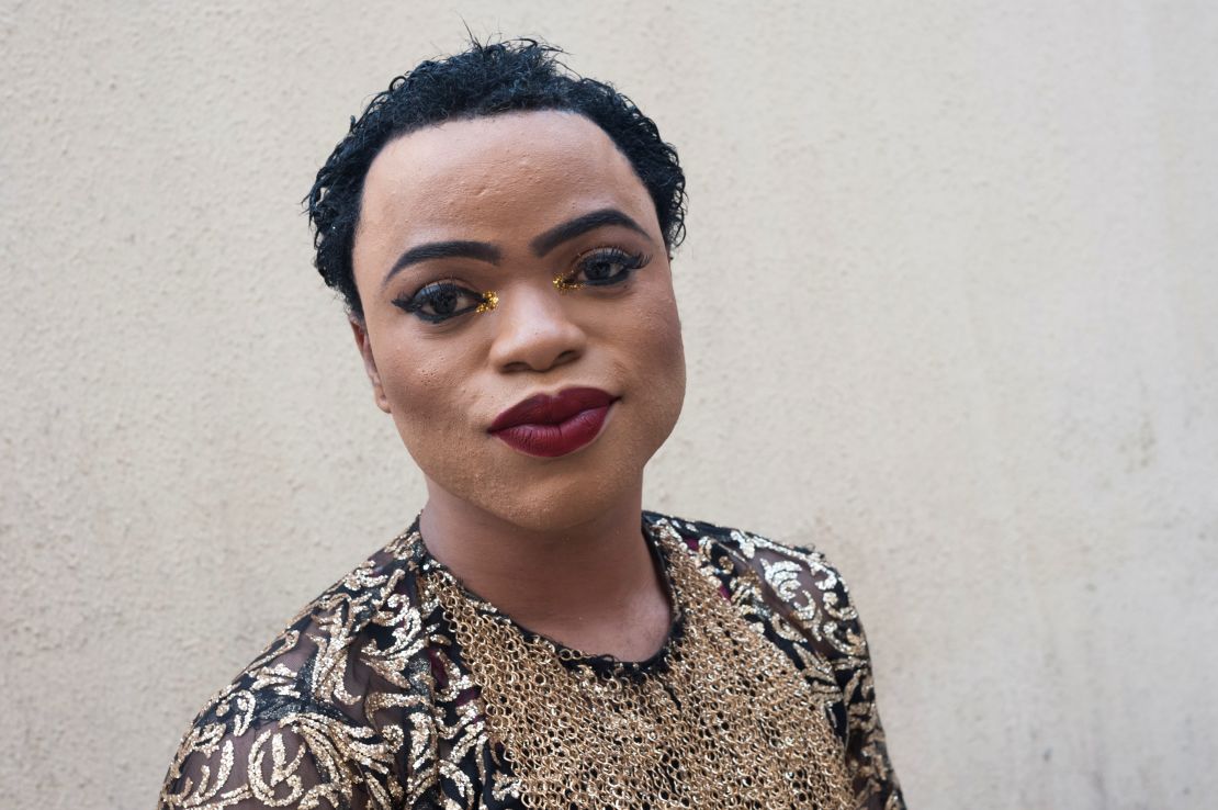 Nigerian Snapchat celebrity Bobrisky sells skin lightening creams. 