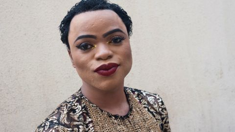 Nigerian Snapchat celebrity Bobrisky sells skin lightening creams. 