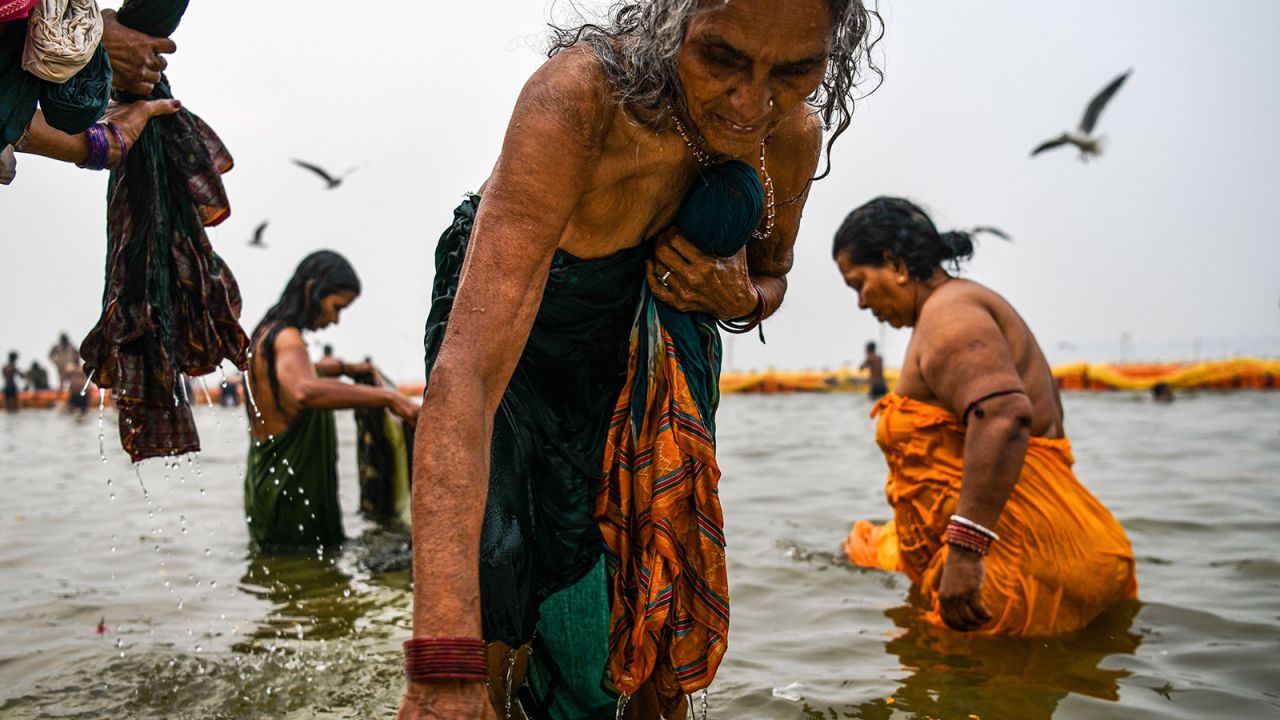 <strong>Holy dip: </strong>Bathing in the sacred waters is believed to achieve "moksha," or salvation, from the cycle of life and death.