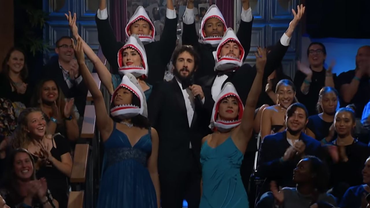 Josh Groban gave a stirring performance as "Daddy Shark" on "The Late Show with James Corden" in September, 2018. 