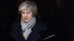Britain's Prime Minister Theresa May leaves a cabinet meeting at Downing Street in London, Tuesday, Jan. 15, 2019. May is struggling to win support for her Brexit deal in Parliament. Lawmakers are due to vote on the agreement Tuesday, and all signs suggest they will reject it, adding uncertainty to Brexit less than three months before Britain is due to leave the EU on March 29. (AP Photo/Frank Augstein)