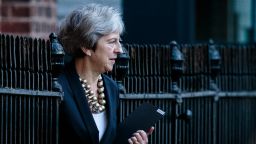 LONDON, ENGLAND - OCTOBER 22: British Prime Minister Theresa May leaves the back of Number 10 Downing Street on October 22, 2018 in London, England. Mrs May is to update MPs in the House of Commons with statement on last week's European Council summit. (Photo by Jack Taylor/Getty Images)