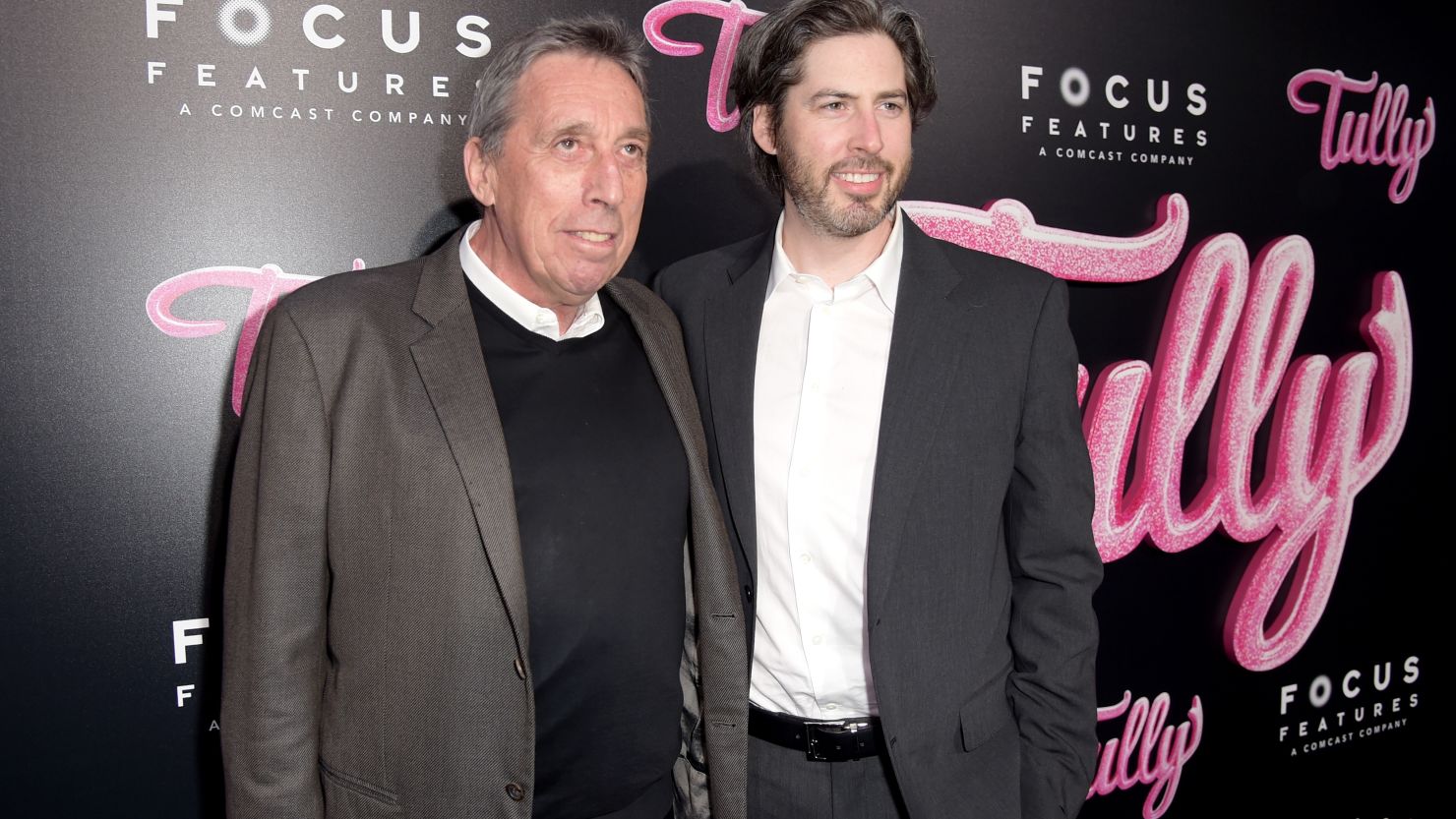Ivan Reitman, left, and his son, Jason Reitman, attend the premiere of "Tully" on April 18, 2018 in Los Angeles.  