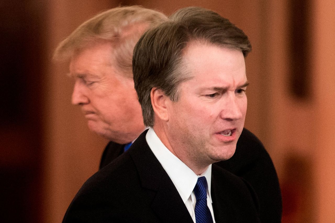 Trump announces on July 9 that <a href="https://www.cnn.com/2018/07/09/politics/gallery/brett-kavanaugh-scotus/index.html" target="_blank">Brett Kavanaugh</a>, foreground, is his choice to replace retiring Supreme Court Justice Anthony Kennedy. Kavanaugh, a 53-year-old who once clerked for Kennedy, was on the US Court of Appeals for the District of Columbia. He served in the George W. Bush administration and also worked for Kenneth Starr during the investigation that led to the impeachment of President Bill Clinton.