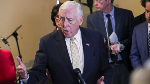 House Majority Leader Steny Hoyer, a Maryland Democrat, speaks with reporters in January outside the House Chamber on Capitol Hill in Washington. (Alex Edelman/AFP/Getty Images)
