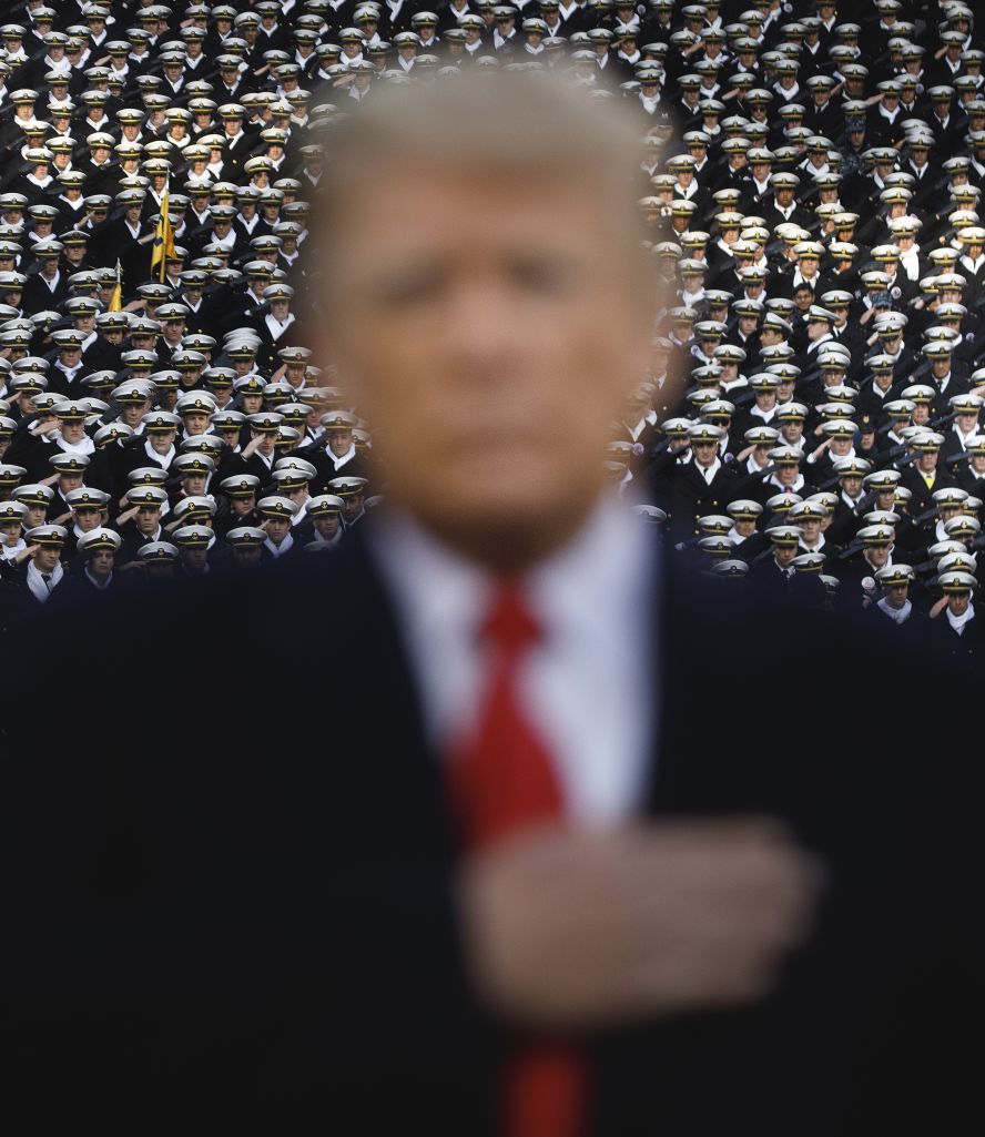 President Trump <a href="https://www.cnn.com/2018/12/08/politics/army-navy-president-donald-trump/index.html" target="_blank">attends the Army-Navy football game</a> in Philadelphia on December 8. Photographer Tom Brenner said, "This was a last-second creative moment from a handshake photo opportunity between Trump and Defense Secretary General Jim Mattis."