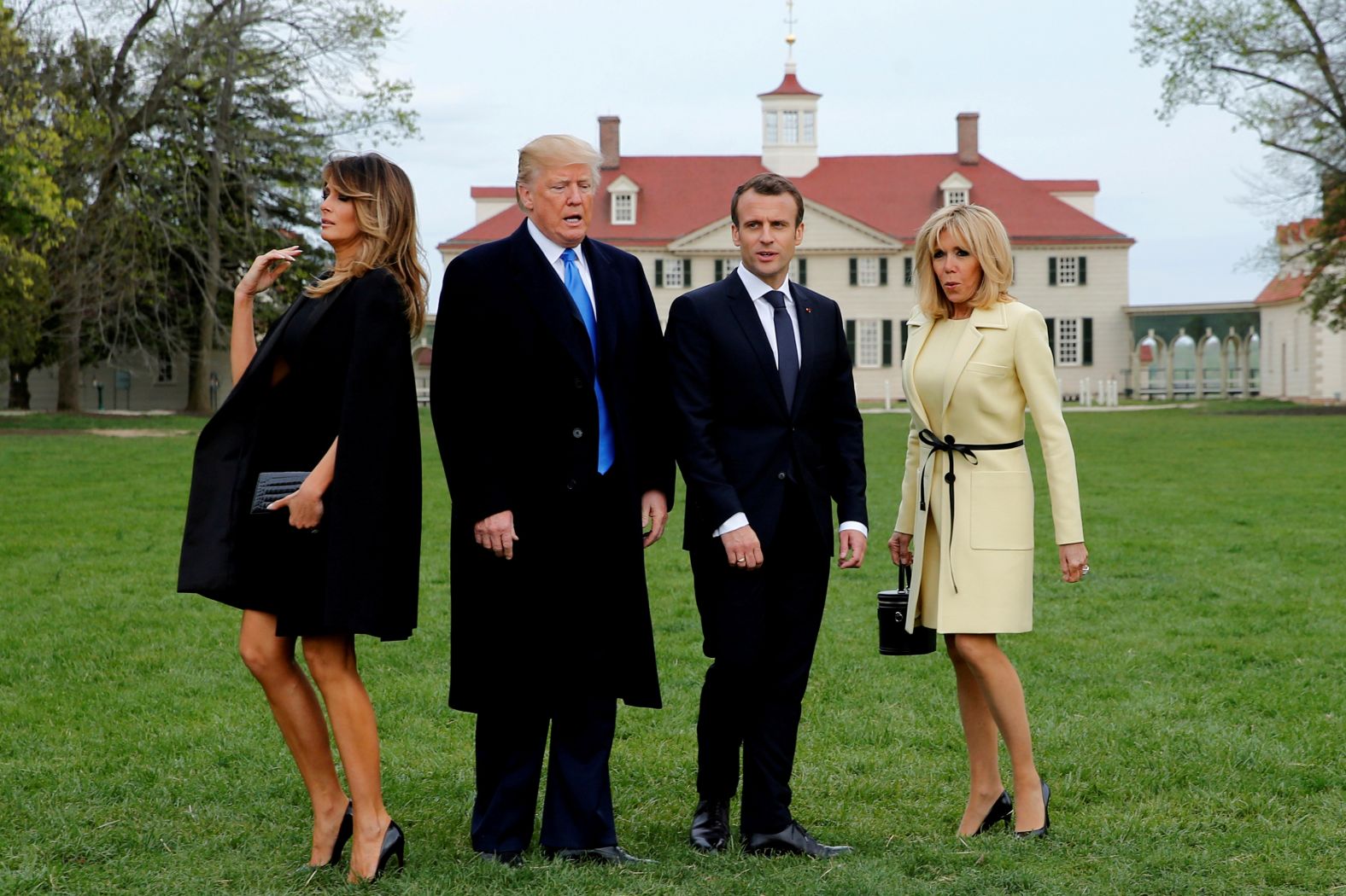 From left, first lady Melania Trump, President Trump, French President Emmanuel Macron and Brigitte Macron prepare to have their picture taken on a visit to the estate of the first US president, George Washington, in Mount Vernon, Virginia, on April 23. "I'm always happy for events that take us off the White House campus and provide new visual opportunities," said photographer Jonathan Ernst. "This day, when the Trumps feted the Macrons at George Washington's historic estate, it provided just the right contrast for the stylish leader-couples as they took their spots for an otherwise posed moment."