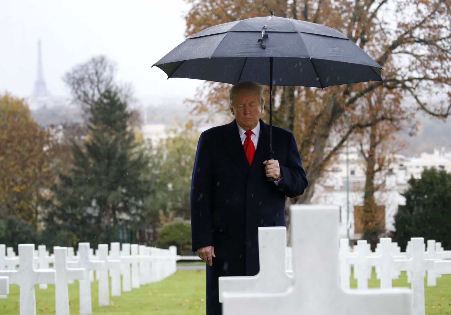 Trump visits the Suresnes American Cemetery, outside Paris, on Veterans Day. Trump was in France along with other world leaders to mark <a href="https://www.cnn.com/2018/11/11/europe/world-war-i-armistice-centenary-intl/index.html" target="_blank">the 100th anniversary of the World War I armistice.</a>