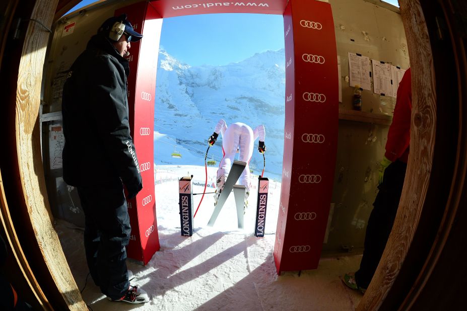 The downhill is the longest on the circuit at about 2.85 miles and takes about two-and-a-half minutes from the start hut on the Lauberhorn mountain back into Wengen.