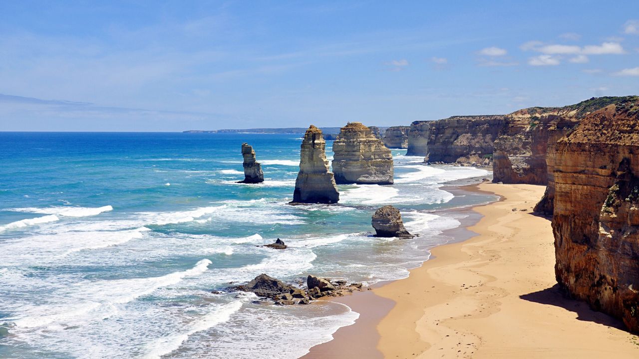 The Twelve Apostles, a collection of limestone stacks off the shore of the Port Campbell National Park, is one of Australia's most memorable sights.