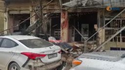 An image grab taken from a video published by Hawar News Agency (ANHA) on January 16, 2019, shows the aftermath of a suicide attack in the northern Syrian town of Manbij. - A suicide attack targeting US-led coalition forces in the flashpoint northern Syrian city of Manbij killed a US serviceman and 14 other people today, a monitor said. (Photo by - / various sources / AFP)        (Photo credit should read -/AFP/Getty Images)