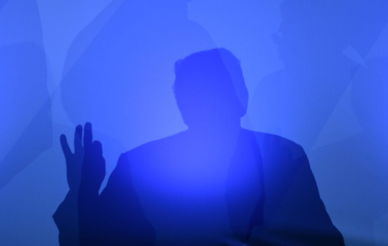 Trump casts a shadow at a news conference in Brussels, Belgium, during the NATO summit July 12. A day after tweeting "what good is NATO," Trump <a href="https://www.cnn.com/2018/07/12/politics/trump-nato-summit-2018/index.html" target="_blank">praised the alliance</a> at the end of the two-day summit. "I believe in NATO, I think NATO is a very important — probably the greatest ever done," he said.