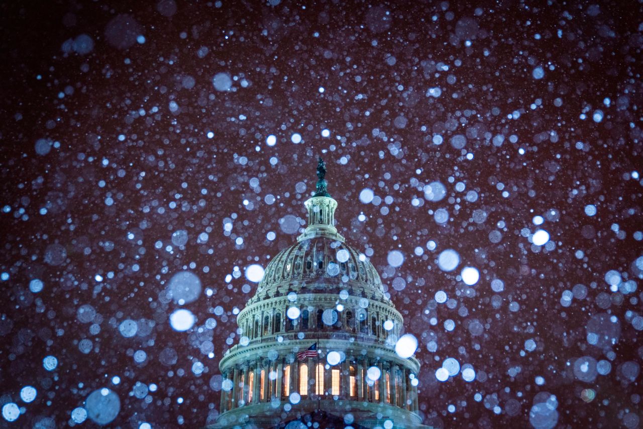 The Capitol amid the snowfall on January 13.