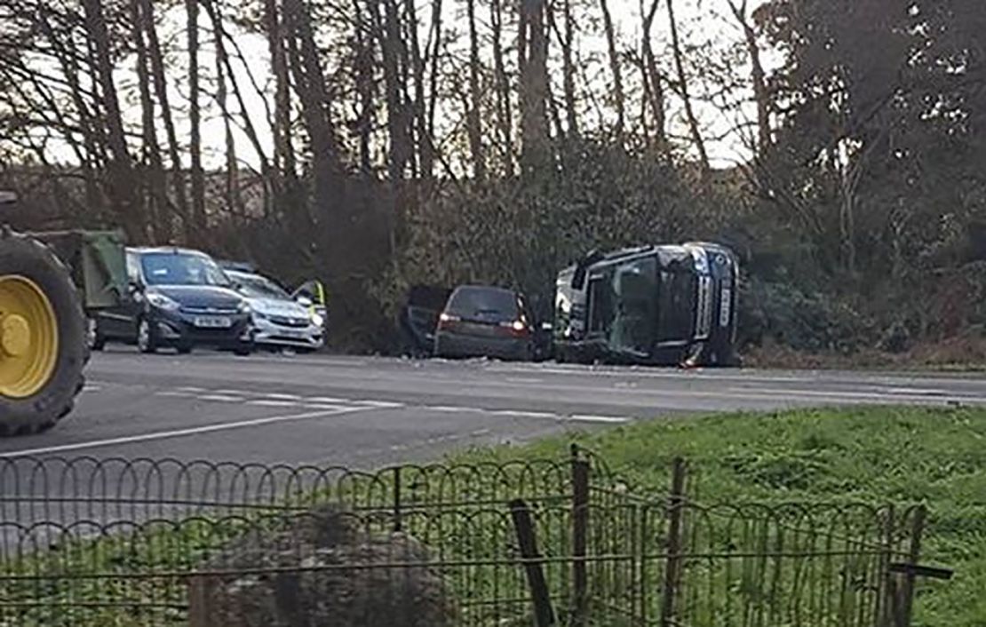 Scene following Prince Philip's road traffic accident near Sandringham, England. 