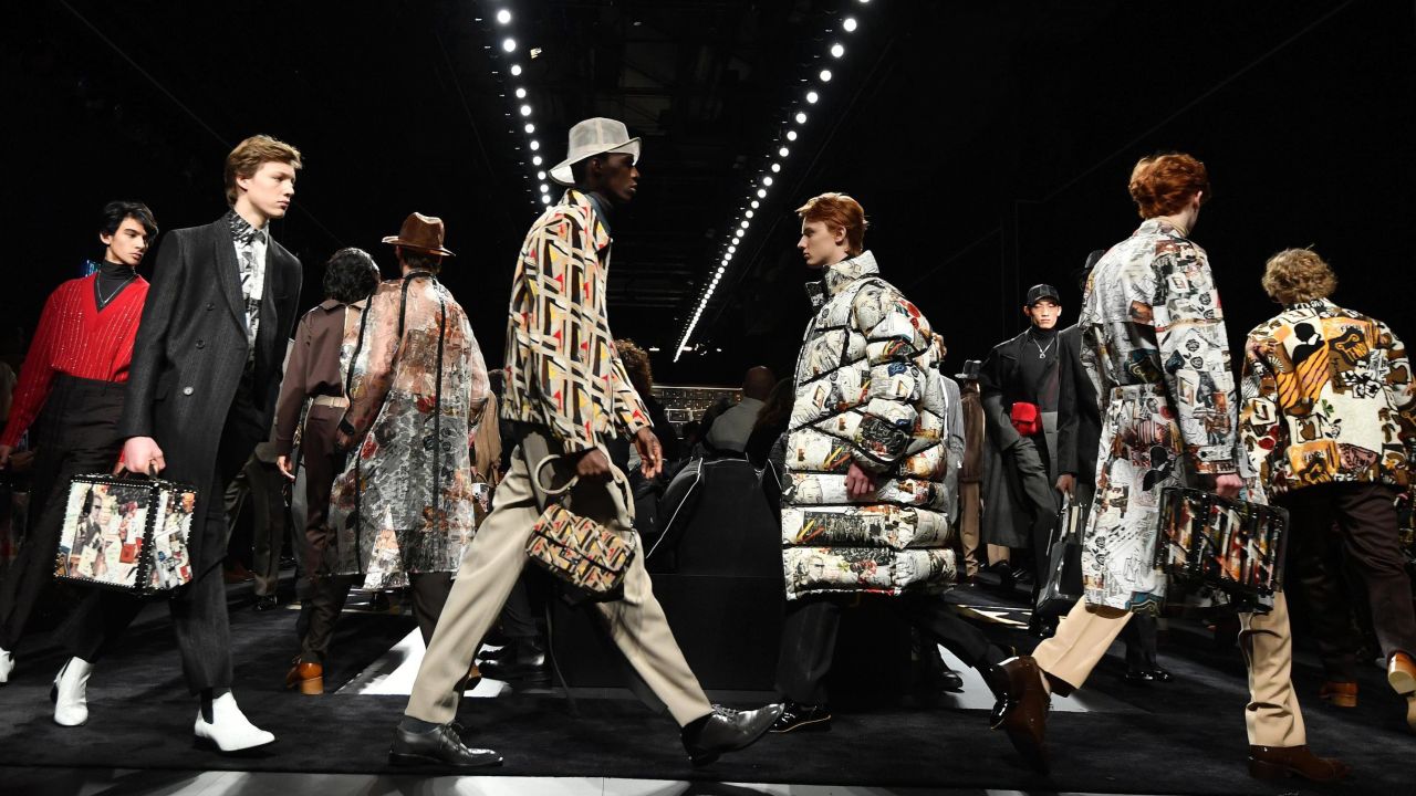 Models present creations from the fall/winter 2019/2020 collection by Fendi during Milan Men's Fashion Week on Monday, January 14.