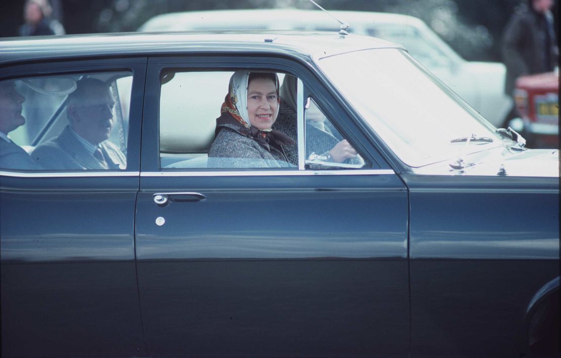 The Queen has driven since she served in the Armed Forces during World War II. Here she is pictured driving a Vauxhall estate car in Windsor Great Park during the 1970s.