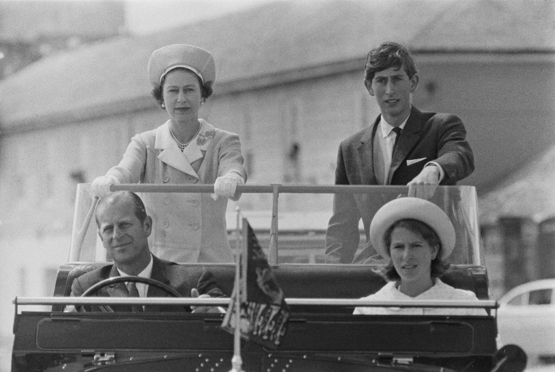 Prince Philip drives his family during a visit to the Isles of Scilly in 1967.