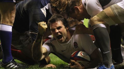 Ben Foden scores a try against France in the Six Nations