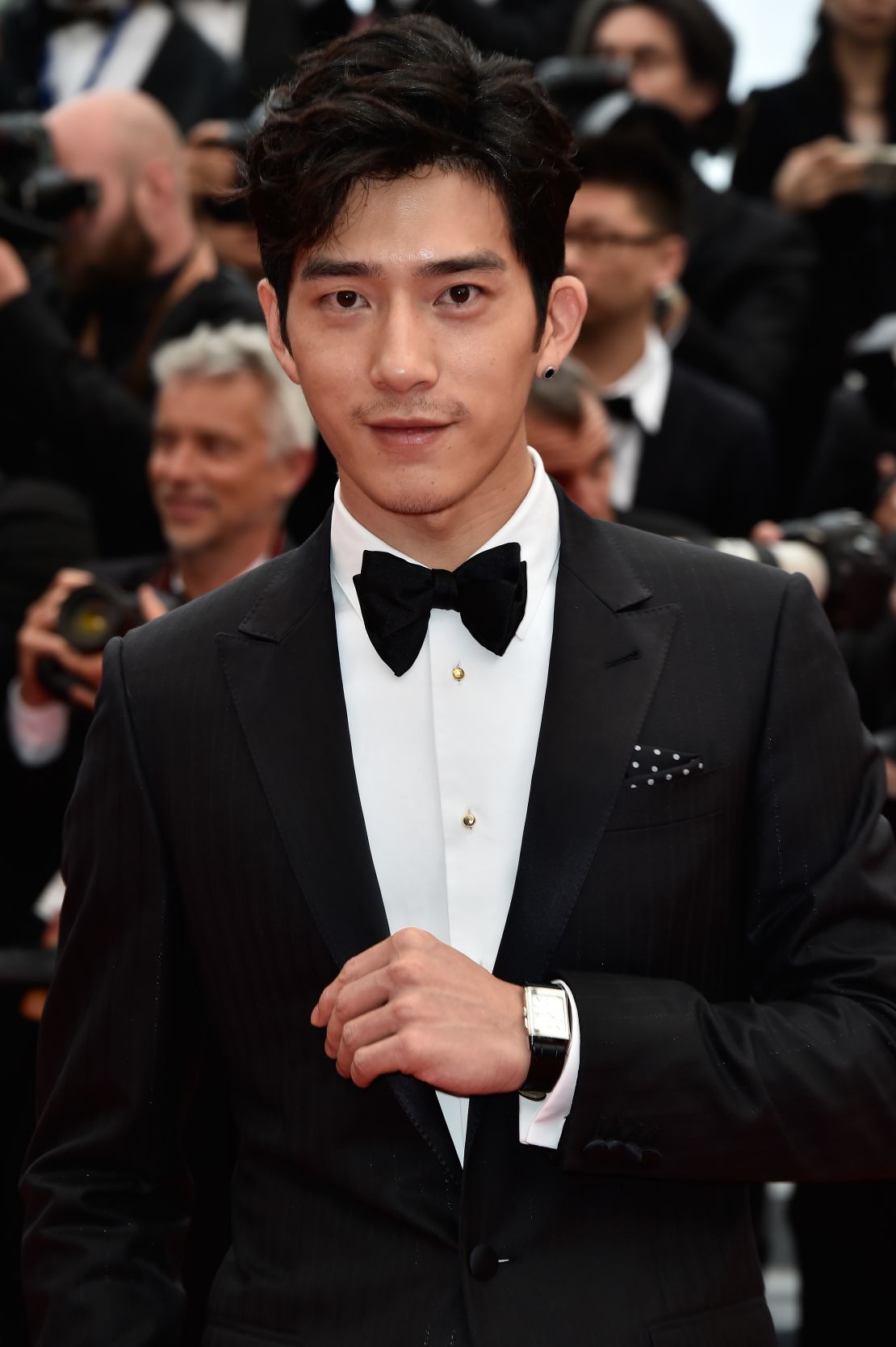 Jing Boran is seen sporting an earring at the 69th annual Cannes Film Festival at the Palais des Festivals on May 14, 2016 in Cannes, France. 