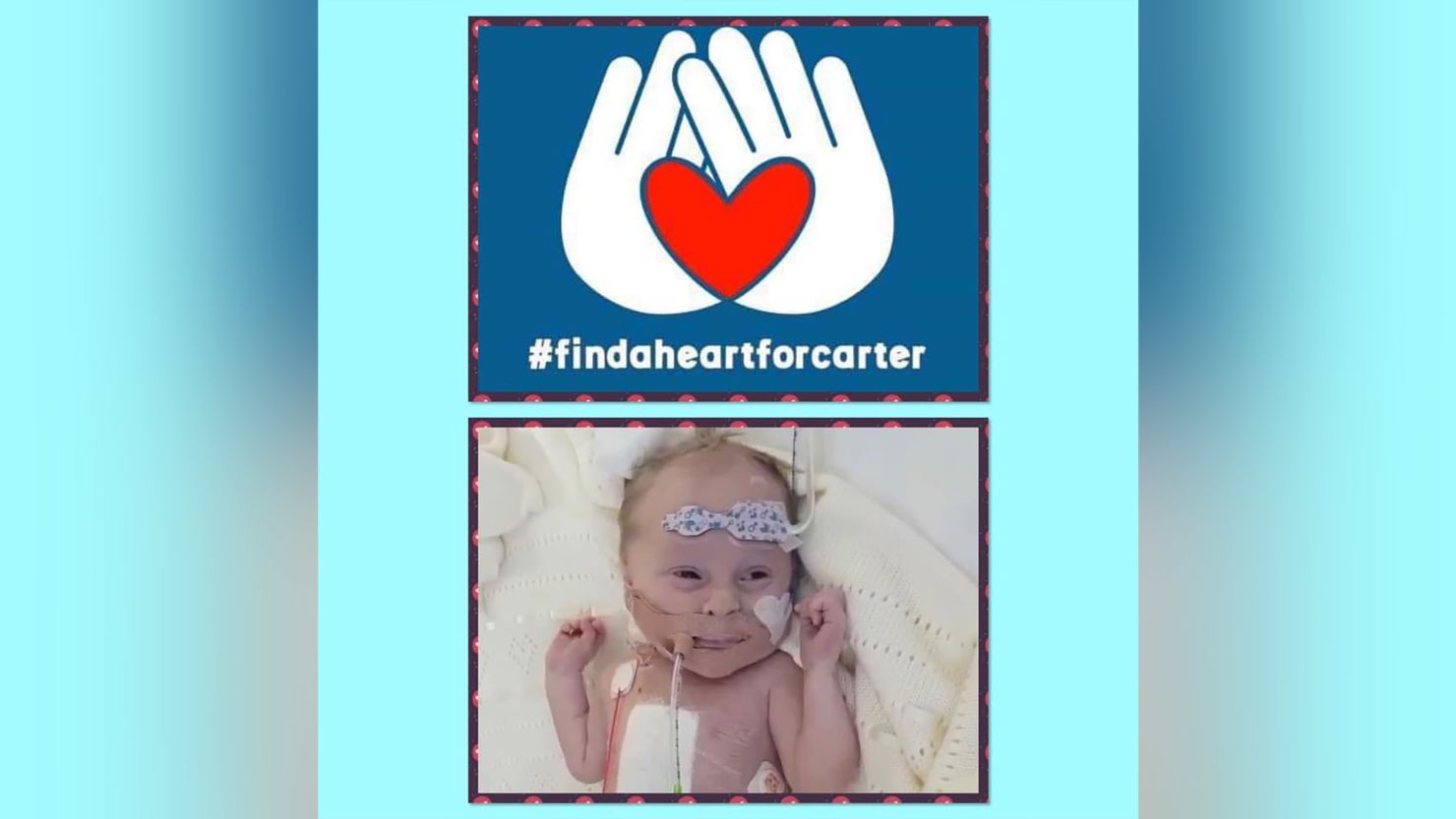 Sarah and Chris Cookson have launched a social media campaign to find their son, three-week-old Carter, a new heart. 