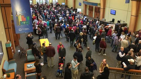 An estimated 2,000 people attended an event aiding furloughed federal workers at the First Baptist Church in Huntsville, Alabama.
