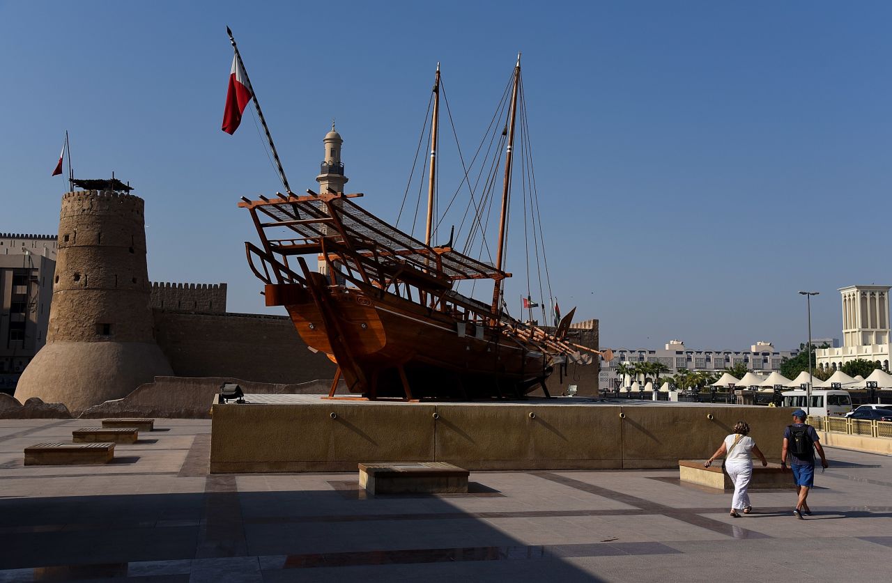<strong>Al Fahidi Historical Neighbourhood:  </strong>A short walk west from Al Fahidi is the Dubai Museum. Housed in the Al Fahidi Fort, it's the <a href="https://www.visitdubai.com/en/pois/dubai-museum" target="_blank" target="_blank">oldest existing building in Dubai </a>and covers the emirate's history as a maritime trading post and its pearl-diving industry, with some artifacts dating back as far as 3000 BC.