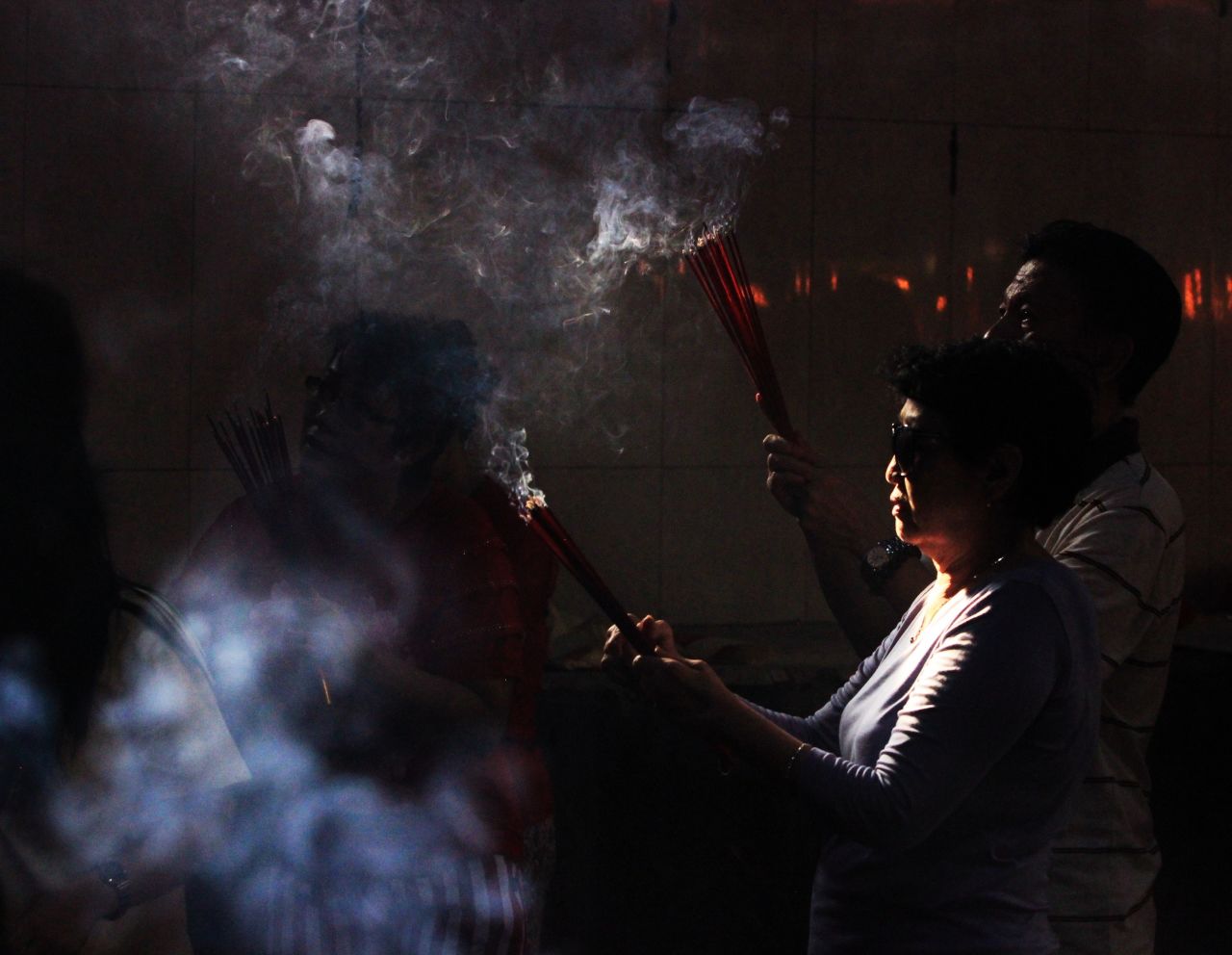 Indonesian Chinese pray at Dharma Bhakti Temple in Jakarta, Indonesia.