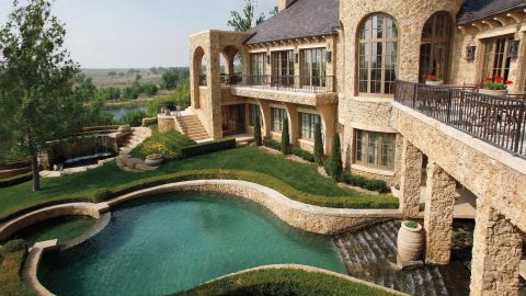 The lake house, one of several homes on T. Boone Picken's Mesa Vista ranch.