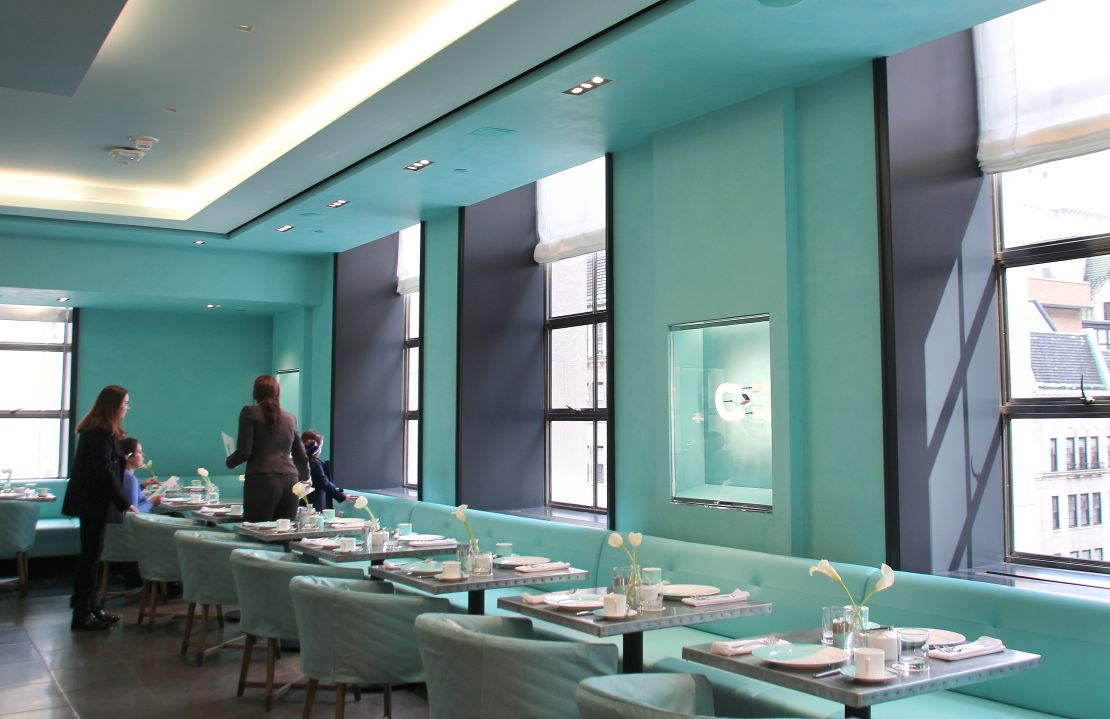The highly Instagrammable Blue Box Cafe at Tiffany's flagship location in New York.