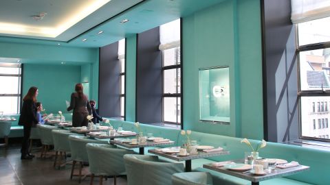 The highly Instagrammable Blue Box Cafe at Tiffany's flagship location in New York.