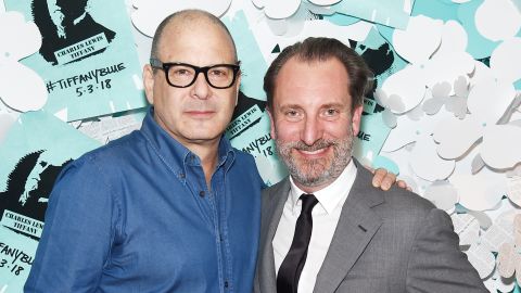 Tiffany's chief artistic officer Reed Krakoff, left, and CEO Alessandro Bogliolo attend the Believe In Dreams campaign launch in New York on May 3, 2018.