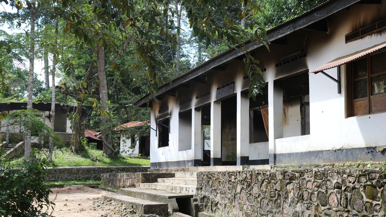 The ICCN headquarters at Epulu looted and burned after 2012 attack.