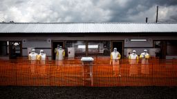 Health workers inside the red zone at a new MSF (Doctors Without Borders) Ebola treatment center in Bunia, Democratic Republic of the Congo. 